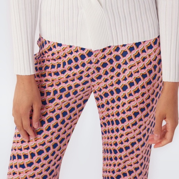 Diane Von Furstenberg Brooklyn Matte Jersey Pants in Micro Net Deep Blue Size XS - Picture 4 of 10